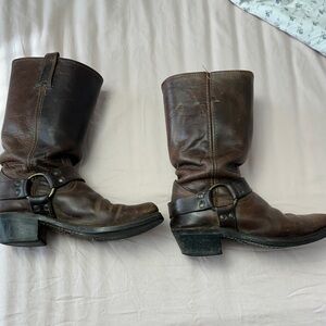 Frye Brown Leather Combat & Moto Boots